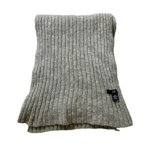 Gap Scarf Womens Gray Lambswool Knit Striped Wrap Neckwear Winter Quiet Luxury